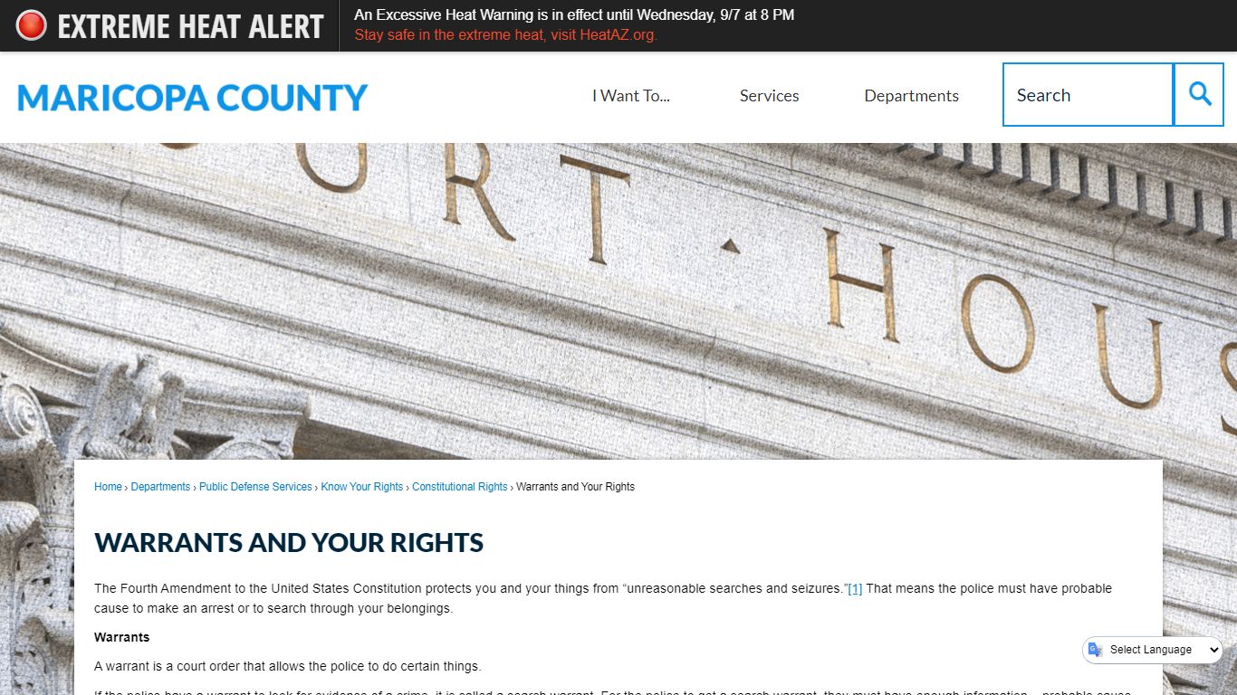 Warrants and Your Rights | Maricopa County, AZ